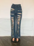 Fashion Versatile Slim Sexy Micro Stretch Ripped Micro Bell Bottom Denim Pants