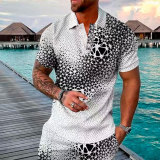 Men's Summer Fashion Casual 3D Printed Polo Shirt Turndown Collar Casual Short Sleeve