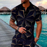 Men's Summer Fashion Casual 3D Printed Polo Shirt Turndown Collar Casual Short Sleeve