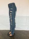 Fashion Versatile Slim Sexy Micro Stretch Ripped Micro Bell Bottom Denim Pants