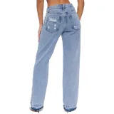 Fashion Versatile Slim Sexy Micro Stretch Ripped Micro Bell Bottom Denim Pants