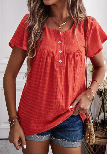 Women Relaxed Casual Solid Short Sleeve Shirt