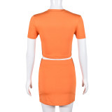 Women's Spring Summer Round Neck Cutout Street Fashion Two Piece Skirt Set