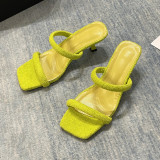 Square Toe Stiletto Slippers Women's Outdoor Wear Summer Plus Size Women's Flip Flops