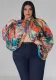Plus Size Women's Round Neck Open Back Chiffon Lace Up Top Women