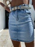 Summer Ladies Elastic Waist Tight Fitting Bodycon Denim Skirt