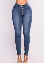 Pantalones de mezclilla elásticos de cintura alta ajustados de primavera Jeans de mujer