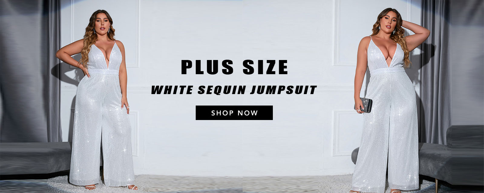white sequin jumpsuit plus size