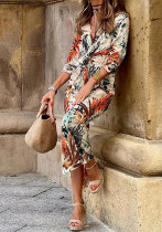 Women's Fashion Chic Half-Sleeve Print Midi Dress