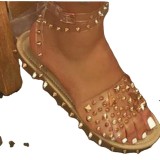 Plus Size Transparent Sandals Women's Studded Non-slip Flat Sandals