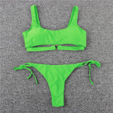 Women Sexy Bikini Solid Heart Print Swimwear Two Pieces