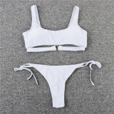 Women Sexy Bikini Solid Heart Print Swimwear Two Pieces