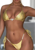 Women Sexy Snake Shiny Bikini Crystal Diamond Swimwear Two Pieces