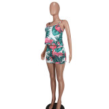 Women Casual Print Tank Top And Shorts Two-Piece Set
