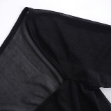 Women's Fall Square Neck Long Sleeves Slim Bodycon Slit French Dress