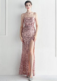 Bridesmaid Wedding Prom Floral Sequins Party Sexy Gown Dress