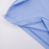 Women's Spring Solid Short Sleeve Crop Two Piece Skirt Set