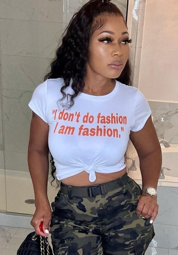 T-shirt da donna sexy a maniche corte con stampa a lettere primaverili