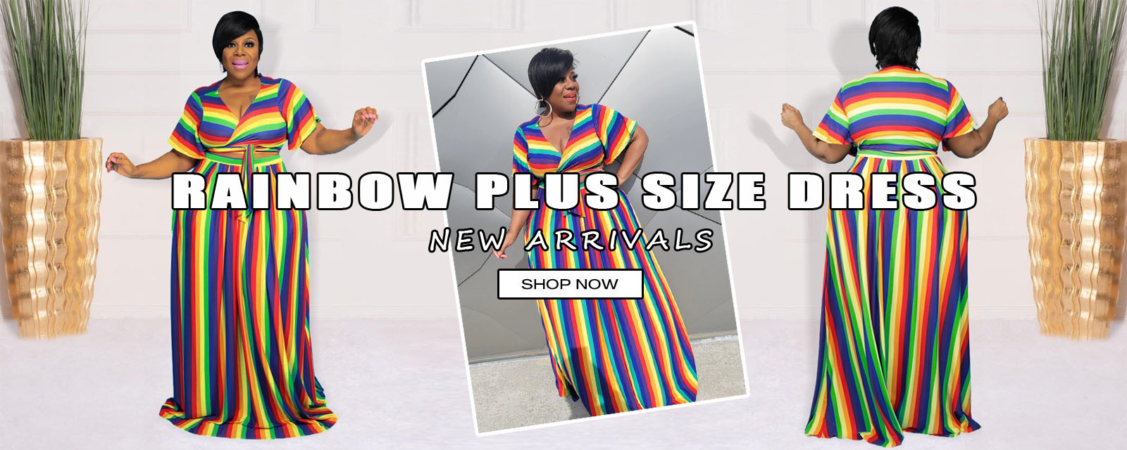 rainbow plus size dress