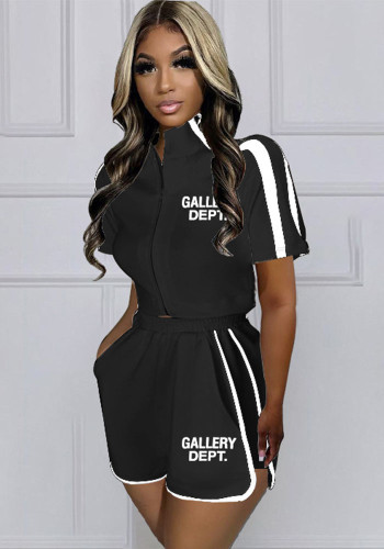 Kadın Yaz Düz Renk Kısa Kollu Kısa Moda İki Parçalı Spor Günlük Takım Elbise