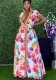 Women's Summer Fashion Print Sexy Low Cut Tie Dress