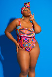 Plus Size Damen-Bikini mit Graffiti-Print, einteiliger Badeanzug