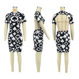 Women Year of Spades Playing Card Print Backless Dress