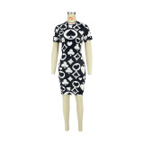 Women Year of Spades Playing Card Print Backless Dress