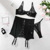 Women Mesh See-Through Sexy Lingerie Two-Piece Set
