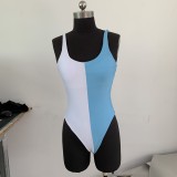 Damen-Bikini mit Farbblock, sexy, rückenfrei, einteilige Badebekleidung