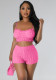 Women's Clothes Sexy Fashion Solid Color Straps Two-Piece Shorts Set Female