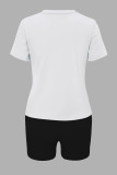 Sommer-Damen-Druck-lässiges zweiteiliges T-Shirt-Shorts-Set