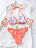 Sexy zweiteiliger Bikini mit geripptem Triangel-Cup und tiefem Rücken