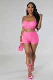 Women's Clothes Sexy Fashion Solid Color Straps Two-Piece Shorts Set Female