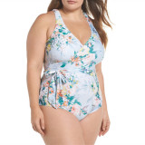Plus Size Swimsuit Women's Floral Tie One Piece Bathing Suit