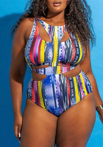 Traje de baño de una pieza de talla grande para mujer Traje de baño de talla grande sexy con estampado Traje de baño