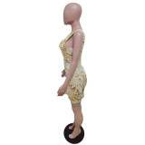 Sexy, figurbetontes Damenkleid mit Kordelzug, Plissee, tiefem Rücken und Schlüssellochausschnitt