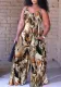 Plus Size Women's Fashion Print Loose Suspender Jumpsuit