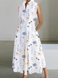 Summer Career Fashion Polka Dot V-Ausschnitt Damen-Meerjungfrauenkleid mit Knöpfen
