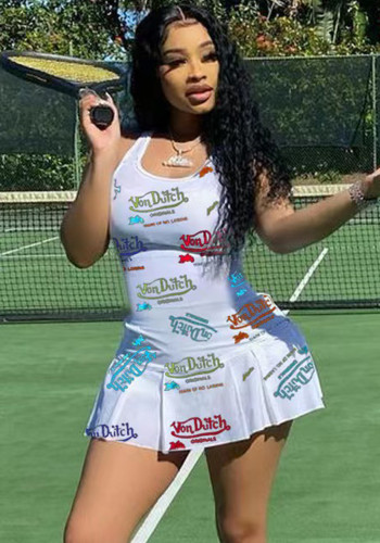 Bayan Baskılı Sevimli Kadın Tenis Elbisesi (Astarlı)