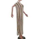 Fashion Sexy Knitting Sleeveless Loose Slit Beach Dress