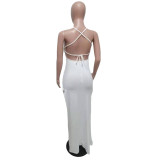 Women's Clothing Spring Summer Fashion Sexy Sling Pure Color Dress