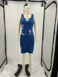 Womens Pin Print Sleeveless Shift Dress