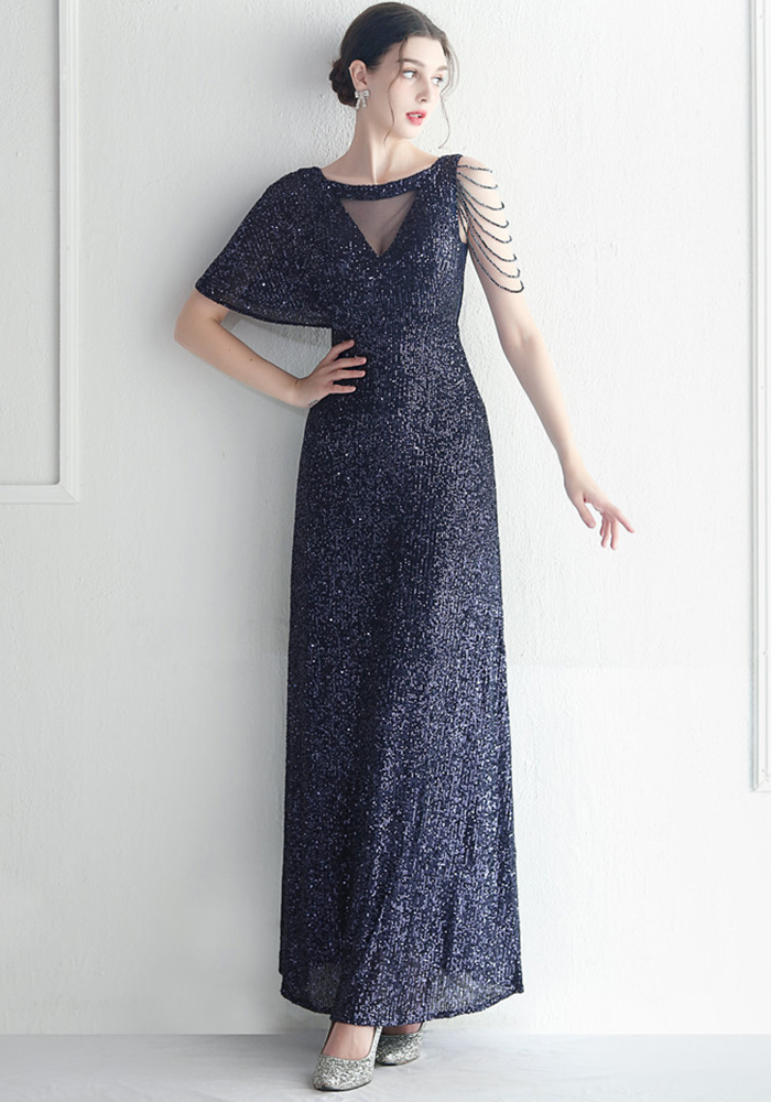 VKBRIDAL Long Evening Gowns Elegant Homecoming Party Dresses V Neck Tulle Sparkle Crystal Luxury Evening Dress 2019