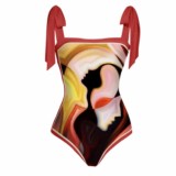 Damen-Bikini, einteilig, Netzrock, Badeanzug, zweiteiliges Set