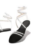 Women Summer Flat Rhinestone Lace-Up Sandals