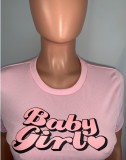 Damen Sexy Letter Pink Kurzarm-T-Shirt