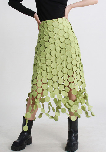 女性ファッション刺繍フリンジソリッドスカート