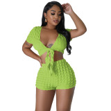 Women's Sexy Chic Open Waist Solid Color Two-Piece Set