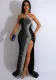Women's Fashion Solid Color Beaded Sequin Sleeveless Maxi Dress